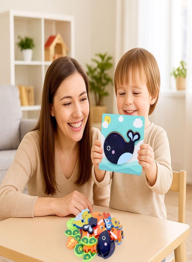 LovesTown Wooden Toddler Puzzles Montessori Sea Animal Jigsaw Puzzle, Educational Preschool Learning Toys for Boys and Girls, Pack of 6 - Image 4